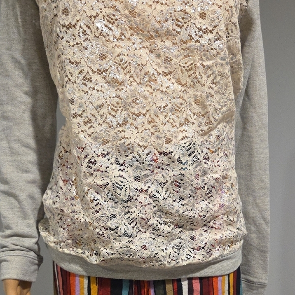 Maurices Light Gray Lace Sweatshirt - Picture 4 of 8
